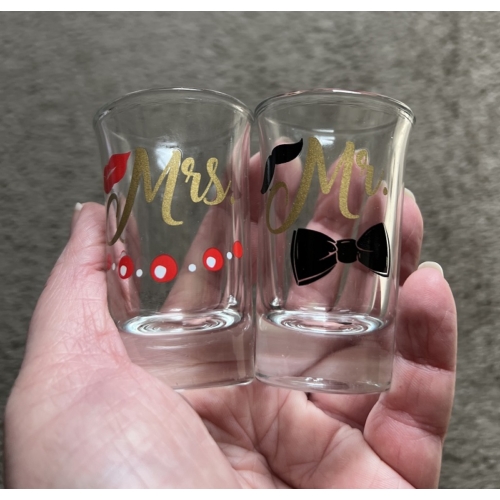 2db-os pohár szett  Mr-Mrs felirattal - Ajándék ötlet esküvőre - Páros ajándék