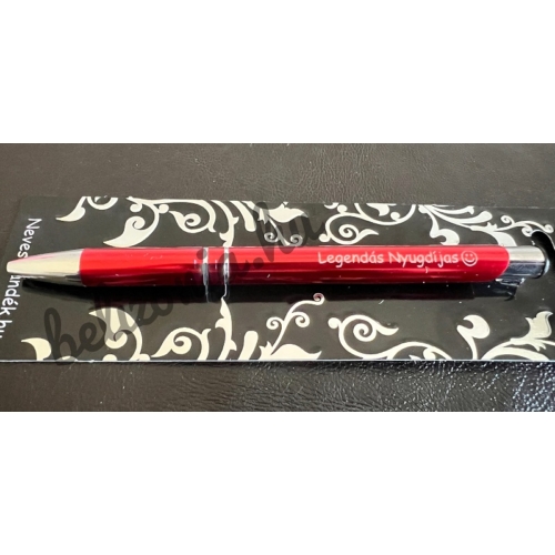 Gravírozott toll - Legendás nyugdíjas - piros színű - Ajándék Nyugdíjasnak