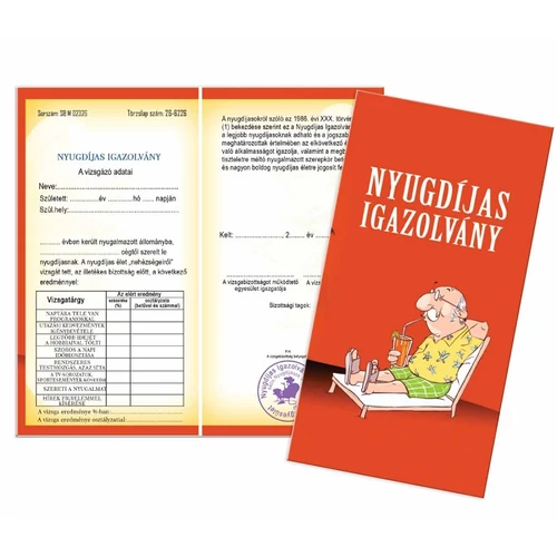 Bizonyítvány - Nyugdíjas igazolvány  Férfiaknak