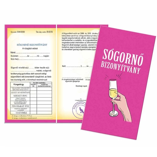 Bizonyítvány Sógornő - Ajándék ötlet sógornőnek