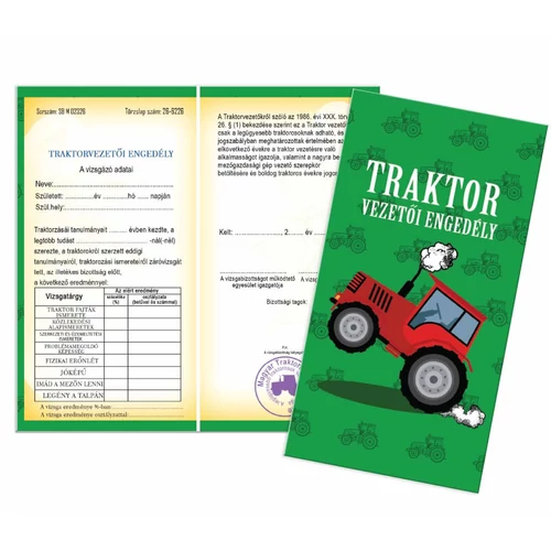 Bizonyítvány - Traktor vezetői engedély