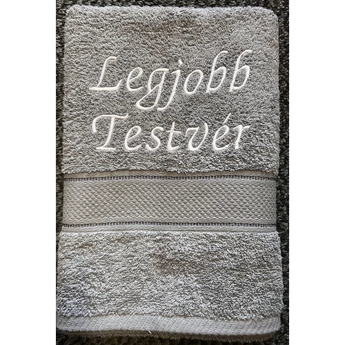 Törölköző-Legjobb testvér szürke  színű 