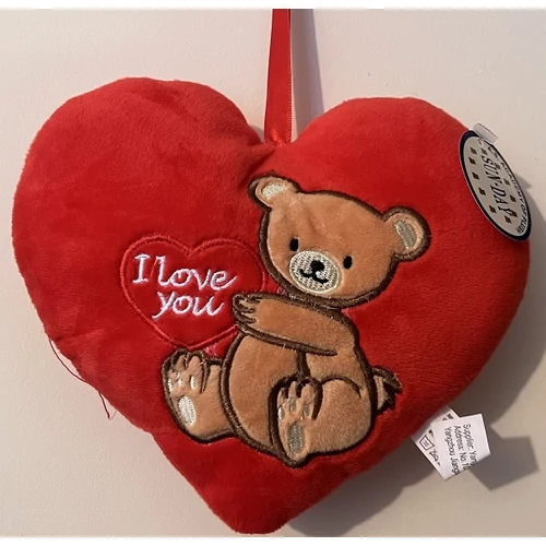 Plüss szív párna maci- I Love You felirattal 2