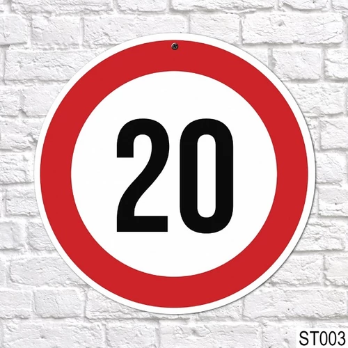 Sebességkorlátozó tábla 20-as