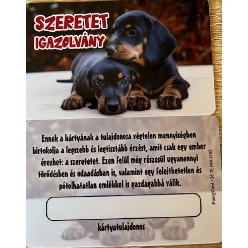 Kártya - Szeretet igazolvány - Tacskó