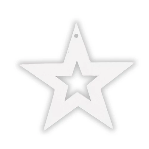 Fehér fa csillag kontúr akasztóval