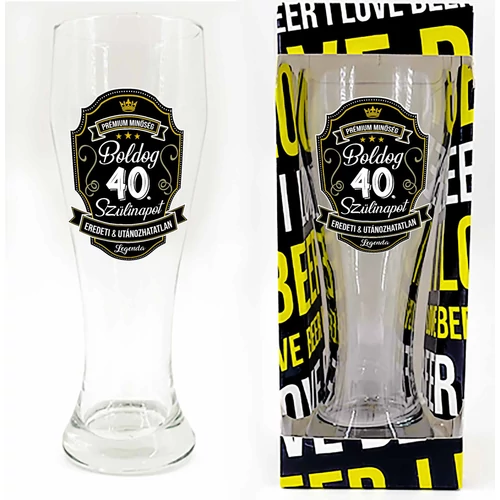 Söröspohár, 665 ml - Boldog 40. Szülinapot Prémium felirat
