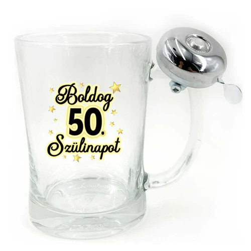 Vicces Csengős Söröskorsó - Boldog 50. Szülinapot
