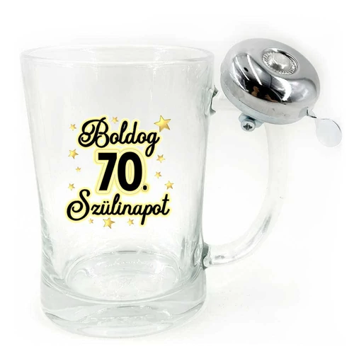 Vicces Csengős Söröskorsó - Boldog 70 Szülinapot