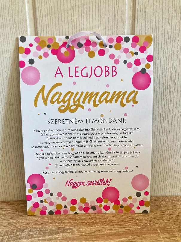 Tábla - Legjobb Nagymama - Ajándék Nagymamának