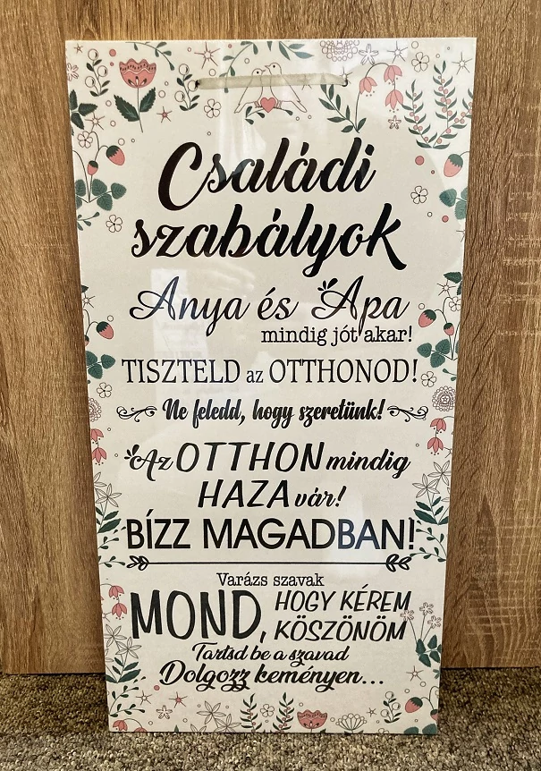 Dísztábla-Családi szabályok - Ajándék családtagoknak