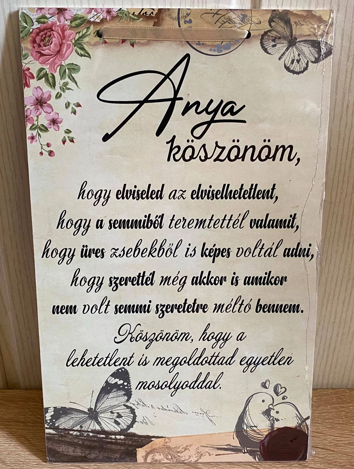 Dísztábla kicsi - Anya köszönöm - Ajándék Anyának - Anyák napi ajándék