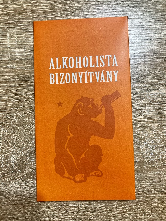 Bizonyítvány - Alkoholista - Vicces ajándék - Ajándék férfiaknak