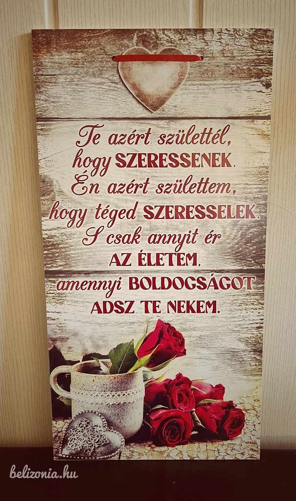 Dísztábla - Te azért születtél, hogy Szeressenek - Valentin napi ajándékötlet - Szerelmes ajándék