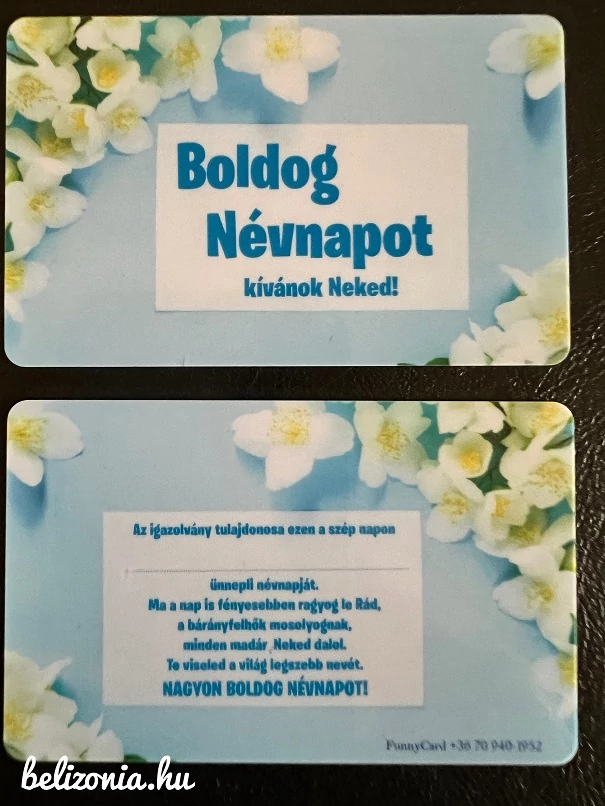 Kártya - Boldog Névnapot- kék színű