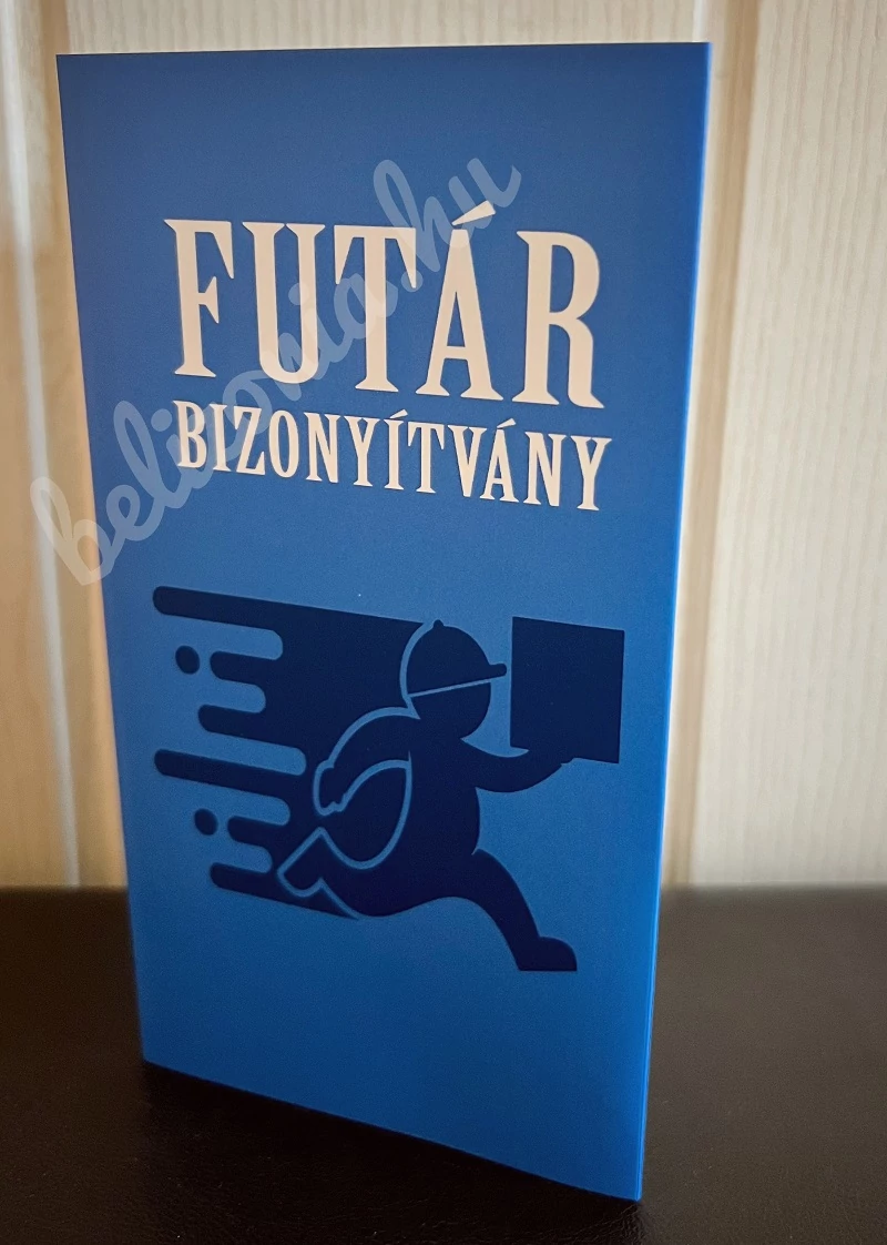 Bizonyítvány - Futár- Vicces ajándék - Ajándék futárnak