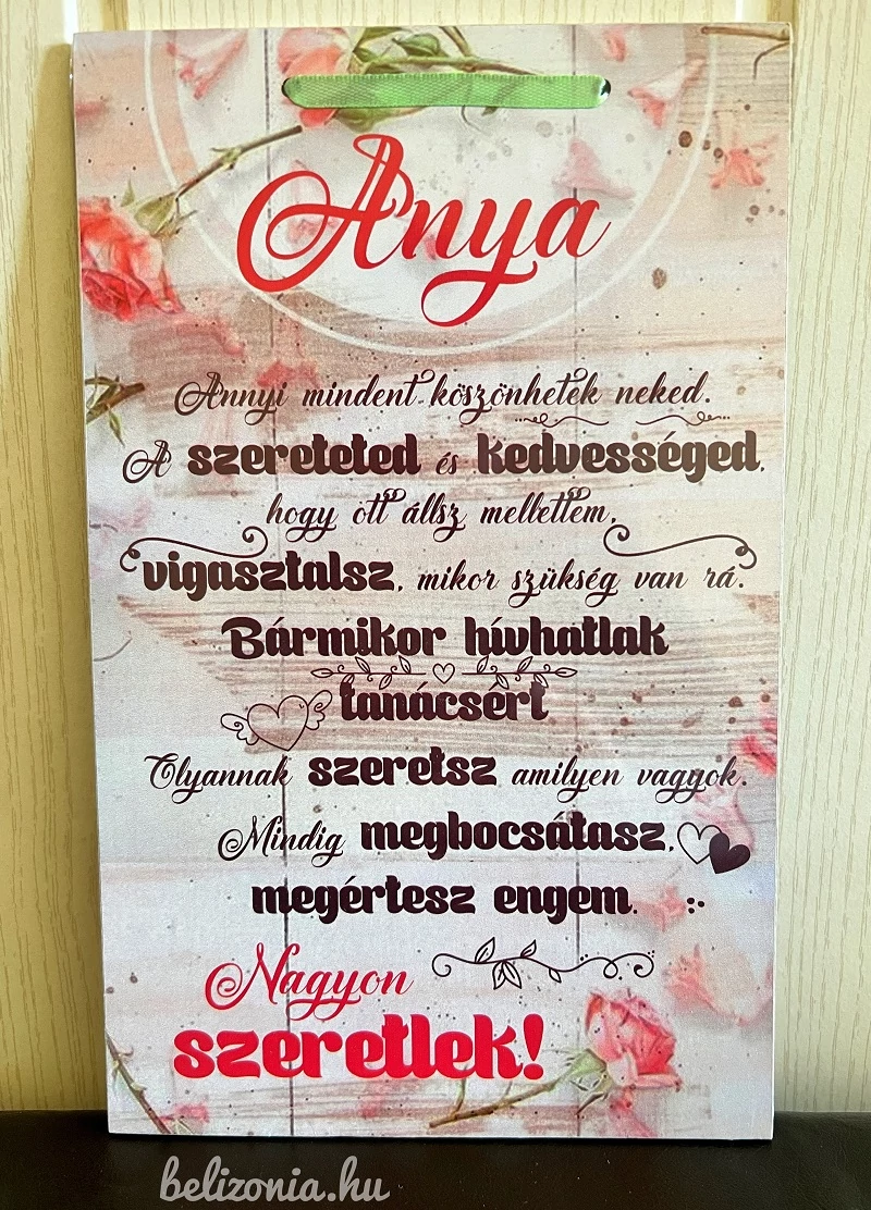 Dísztábla kicsi - Anya Annyi mindent köszönhetek - Ajándék Anyának - Anyák napi ajándék