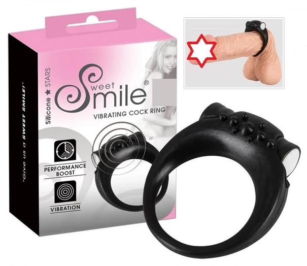 SMILE STAYER - VIBRÁCIÓS PÉNISZGYŰRŰ (FEKETE) - Erotikus ajándék - Ajándék férfiaknak