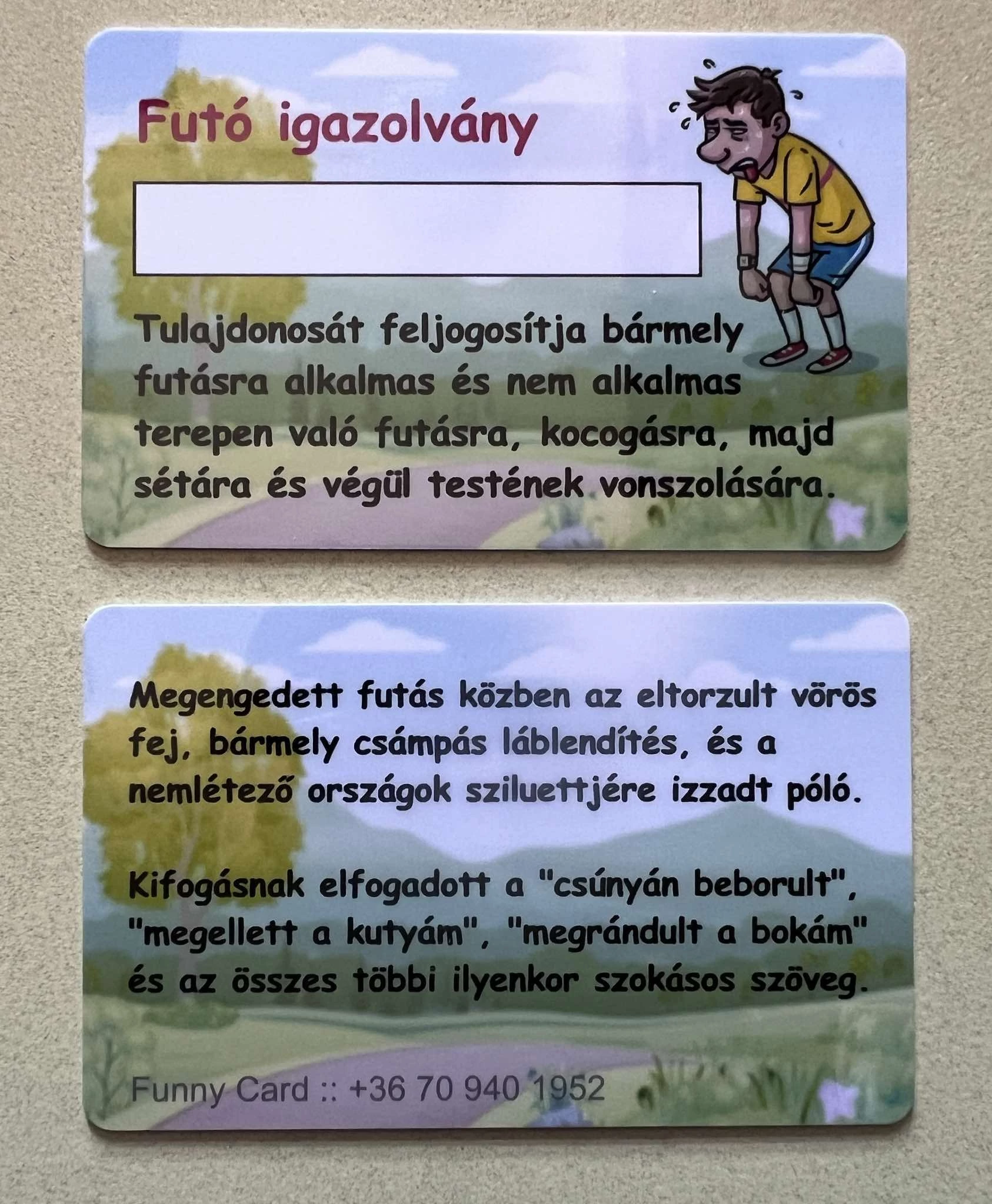 Kártya - Futó igazolvány - Vicces ajándék ötlet